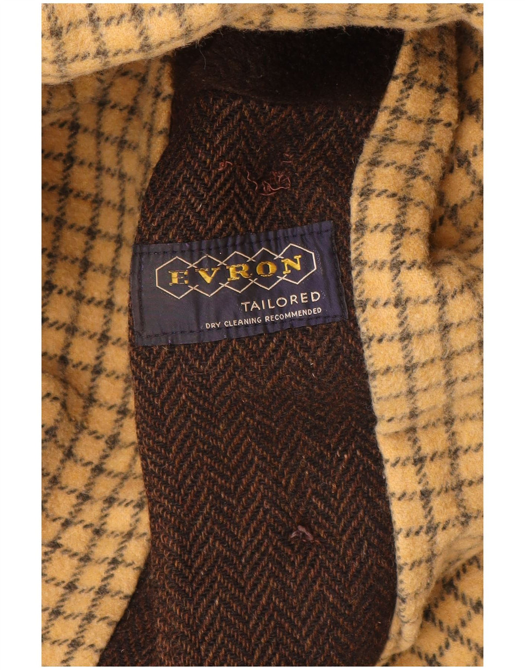 Vintage Herren 3/4 Ärmel Mantel UK 40 Großes braunes Fischgrätenmuster