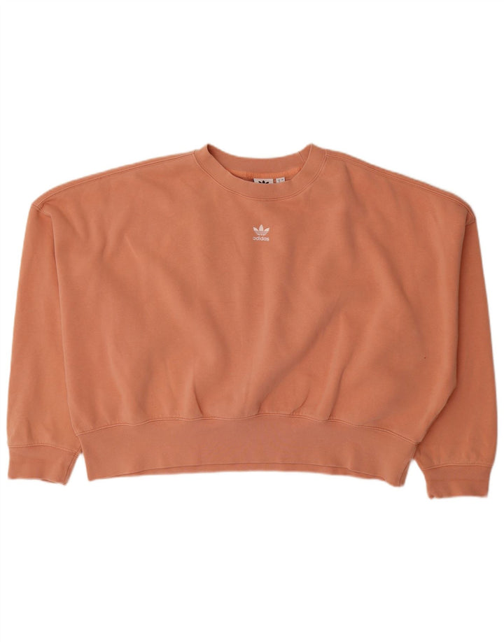 Adidas Damen Übergroßer Sweatshirtpullover UK 16 Large Orange Baumwolle