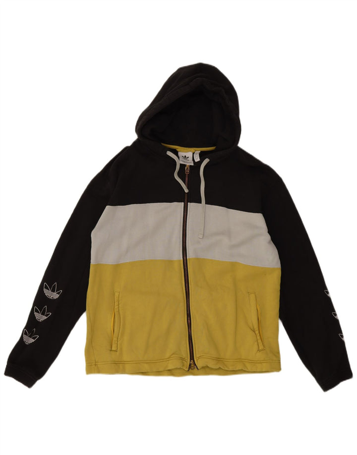 Adidas Herren-Kapuzenpullover mit grafischem Reißverschluss, mittelgroß, mehrfarbig, Farbblock