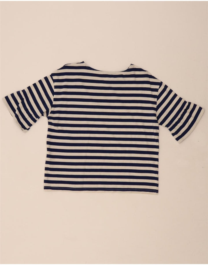 BENETTON Womens Oversized Blouse Top UK 10 Small Navy Blue Striped Cotton Vintage Benetton and Second-Hand Benetton from Messina Hembry 