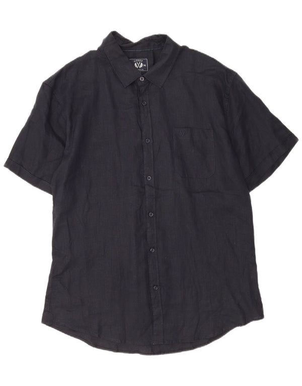Coast Herren Kurzarmhemd 2XL Marineblaues Leinen