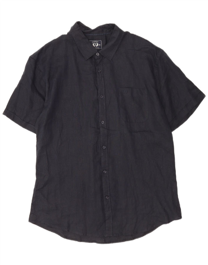 Coast Herren Kurzarmhemd 2XL Marineblaues Leinen