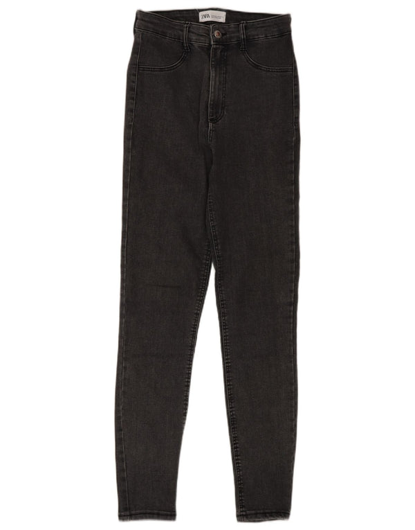 Zara Damen High Rise Skinny Jeans EU 36 XS W26 L28 Graue Baumwolle