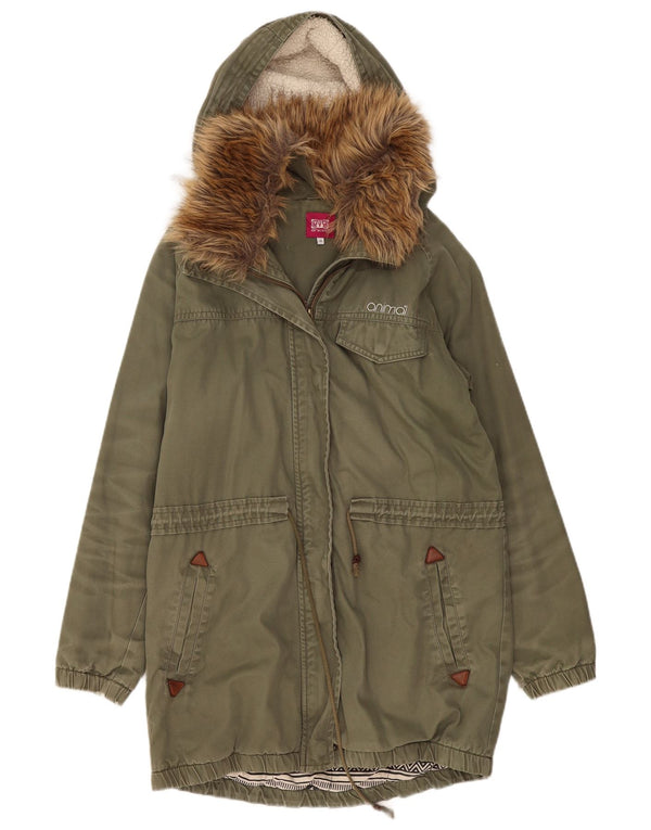 Animal Damen Parka mit Kapuze, UK 14, Größe L, Khaki, Baumwolle