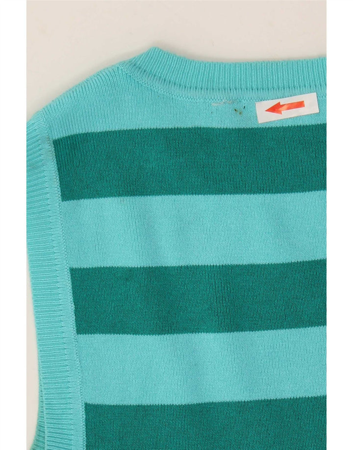 Zara Damen Crop Vest Top UK 8 Small Blau gestreifte Viskose