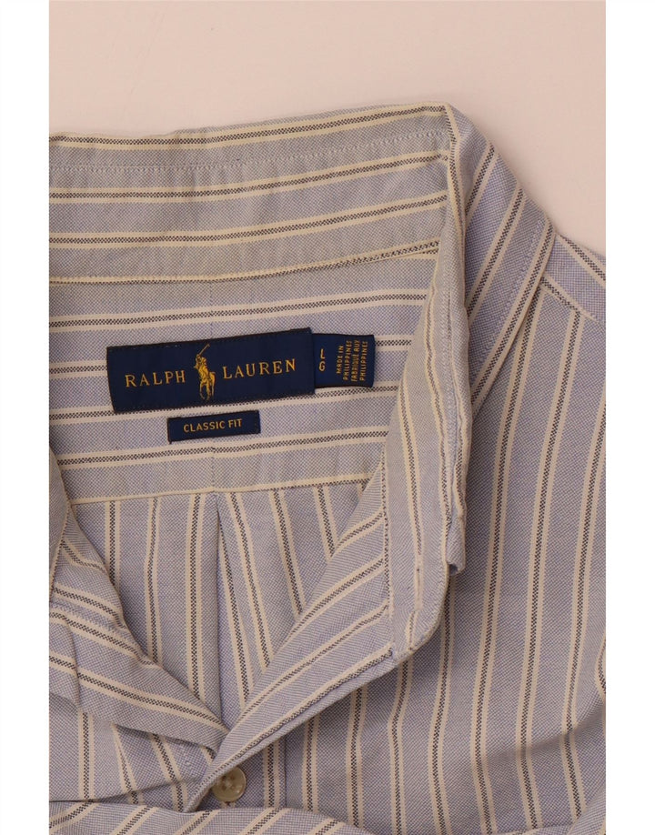 POLO RALPH LAUREN Herren Kurzarmhemd mit klassischer Passform, groß, blau gestreift