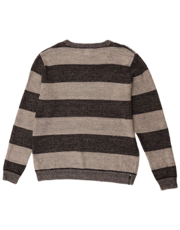 Billabong Herren-Pullover mit U-Boot-Ausschnitt, Mittelgrau gestreift, Acryl