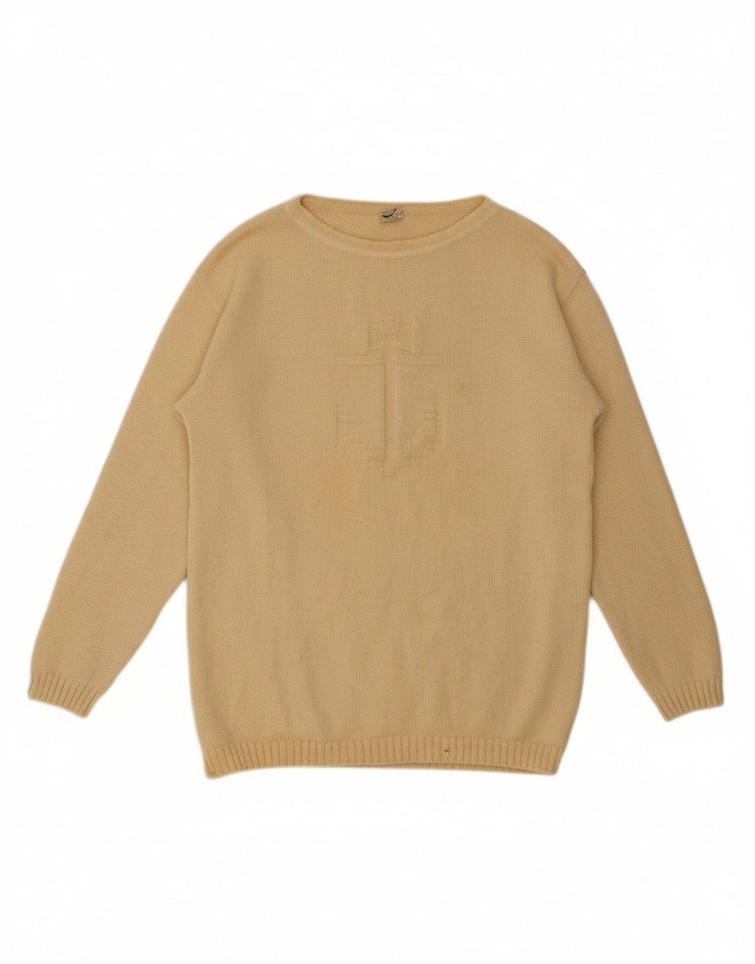 MARINA YACHTING Mens Boat Neck Jumper Sweater Medium Beige