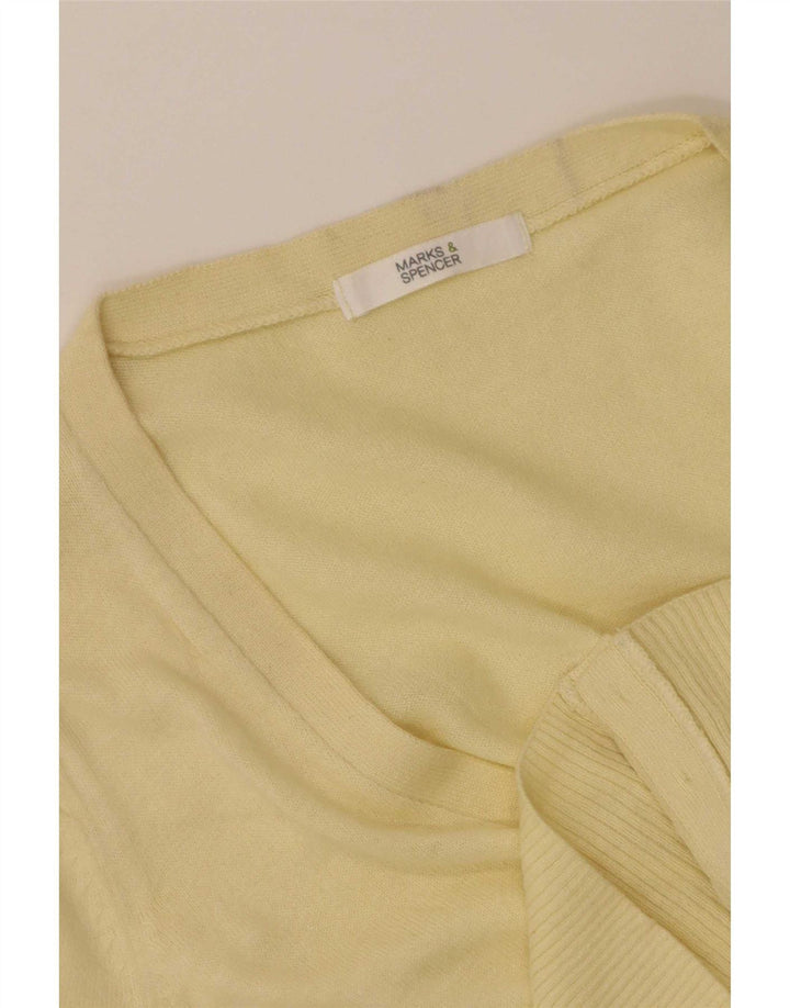 Marks & Spencer Damen Crop Cardigan Pullover UK 10 Small Gelb