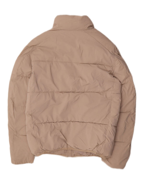 Zara Damen Übergroße wattierte Jacke UK 10 Small Beige Nylon