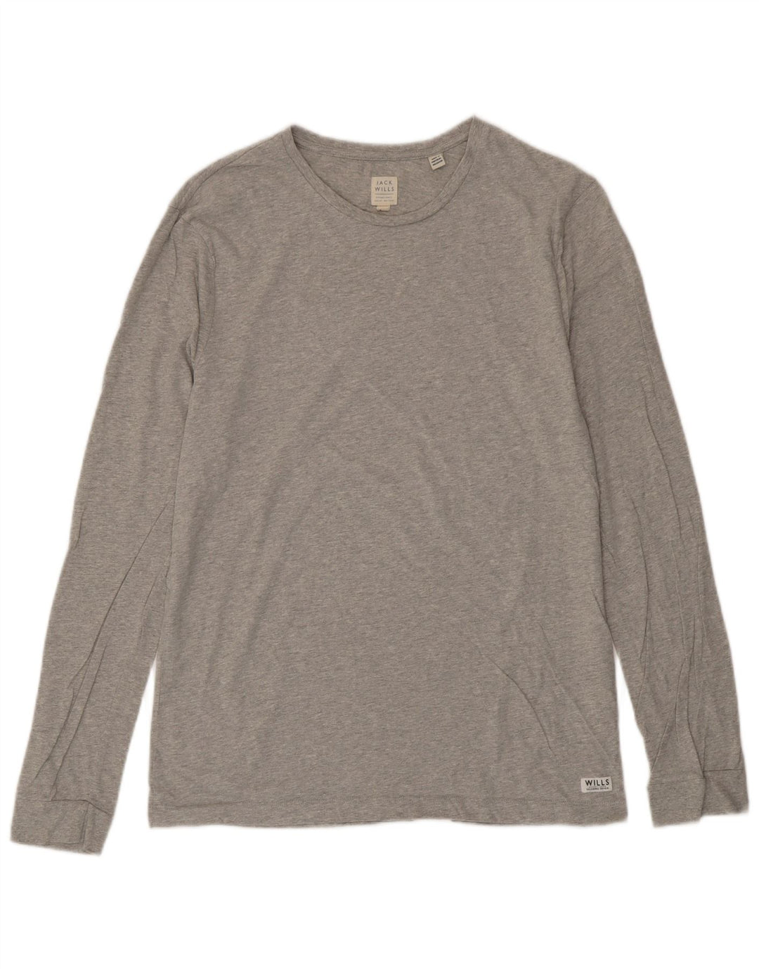 JACK WILLS Herren-Oberteil, langärmelig, mittelgraue Baumwolle