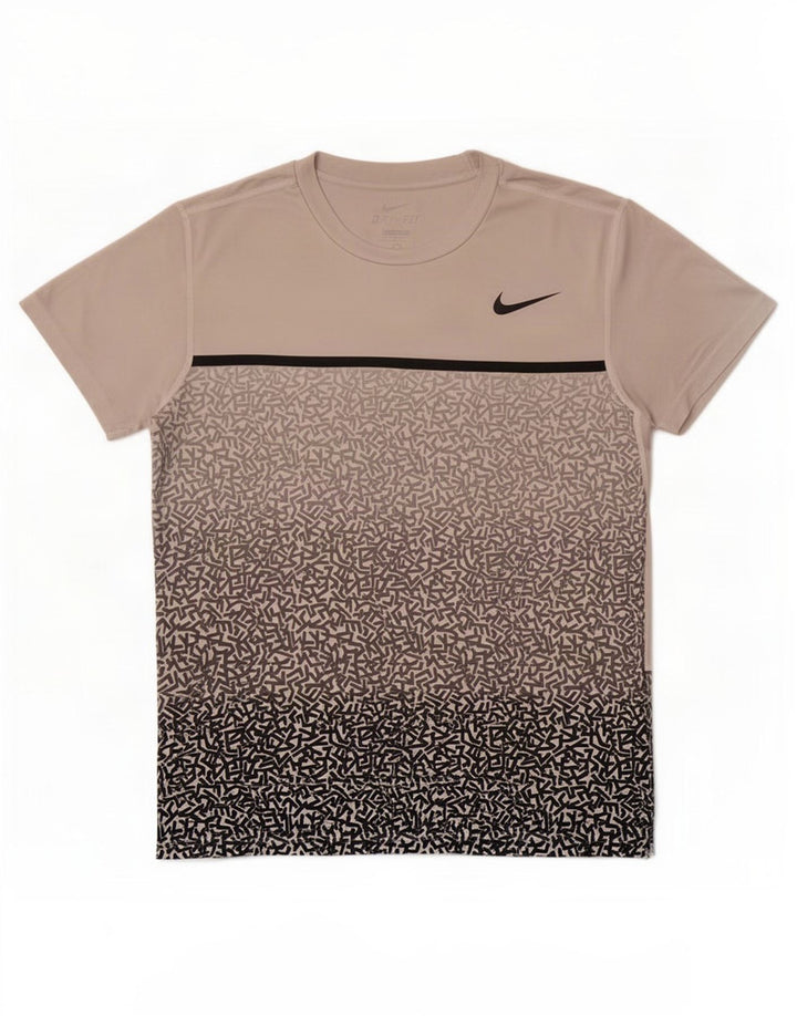 Nike Herren Dri Fit Grafik-T-Shirt-Oberteil Mittelgraues geometrisches Polyester