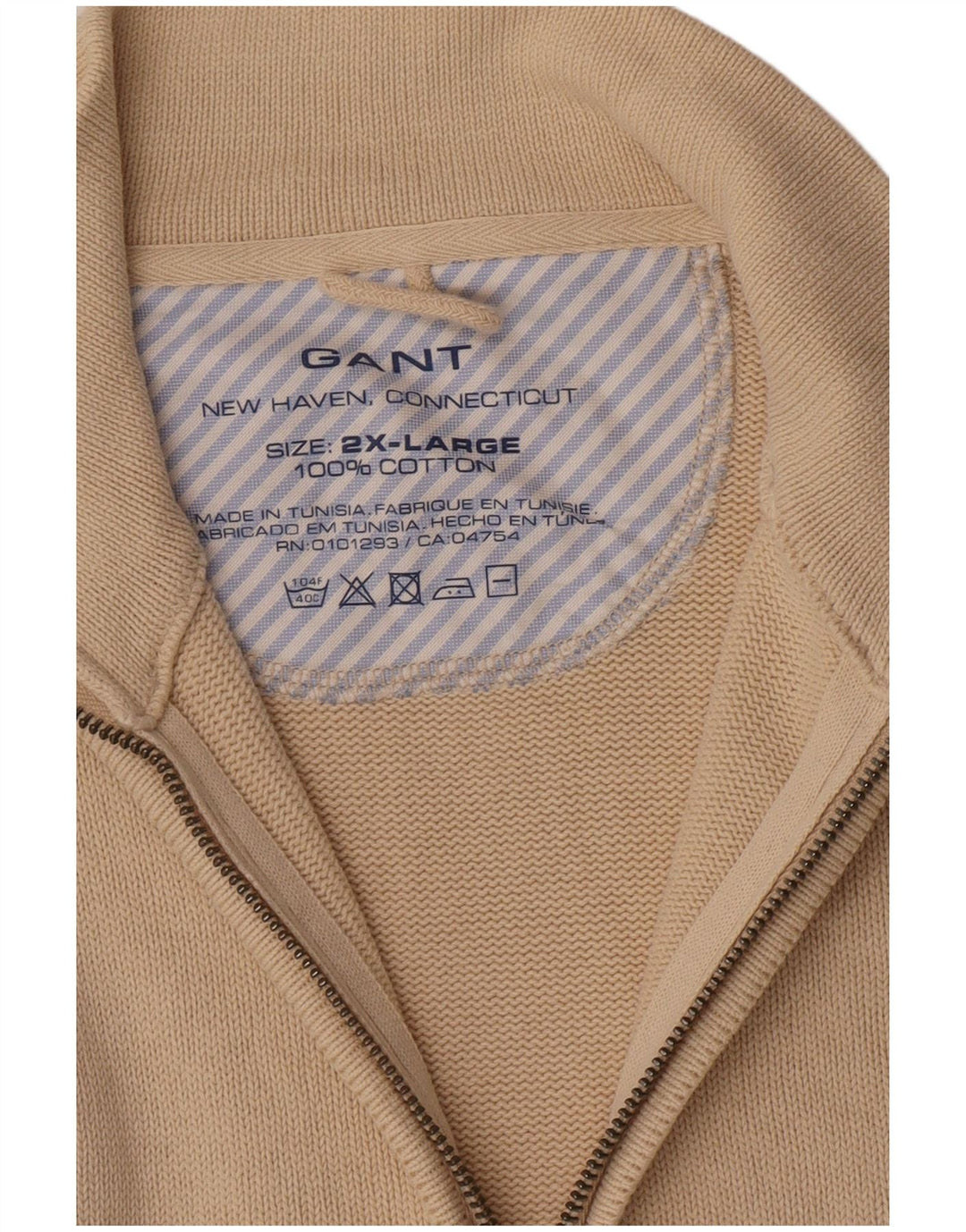 Gant Herren Strickjacke 2XL Beige Baumwolle