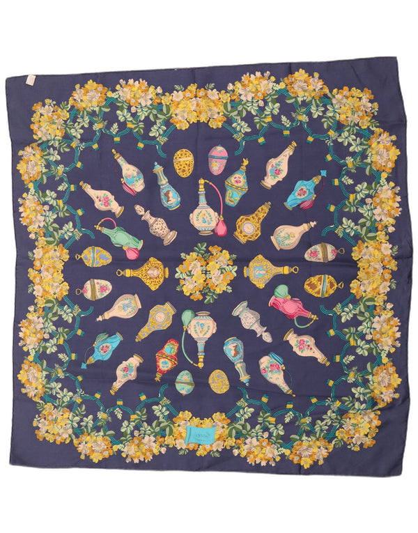 Gucci Damen-Schal mit Grafik, quadratisch, Einheitsgröße, Marineblau, Blumenmuster, Seide, klassisch