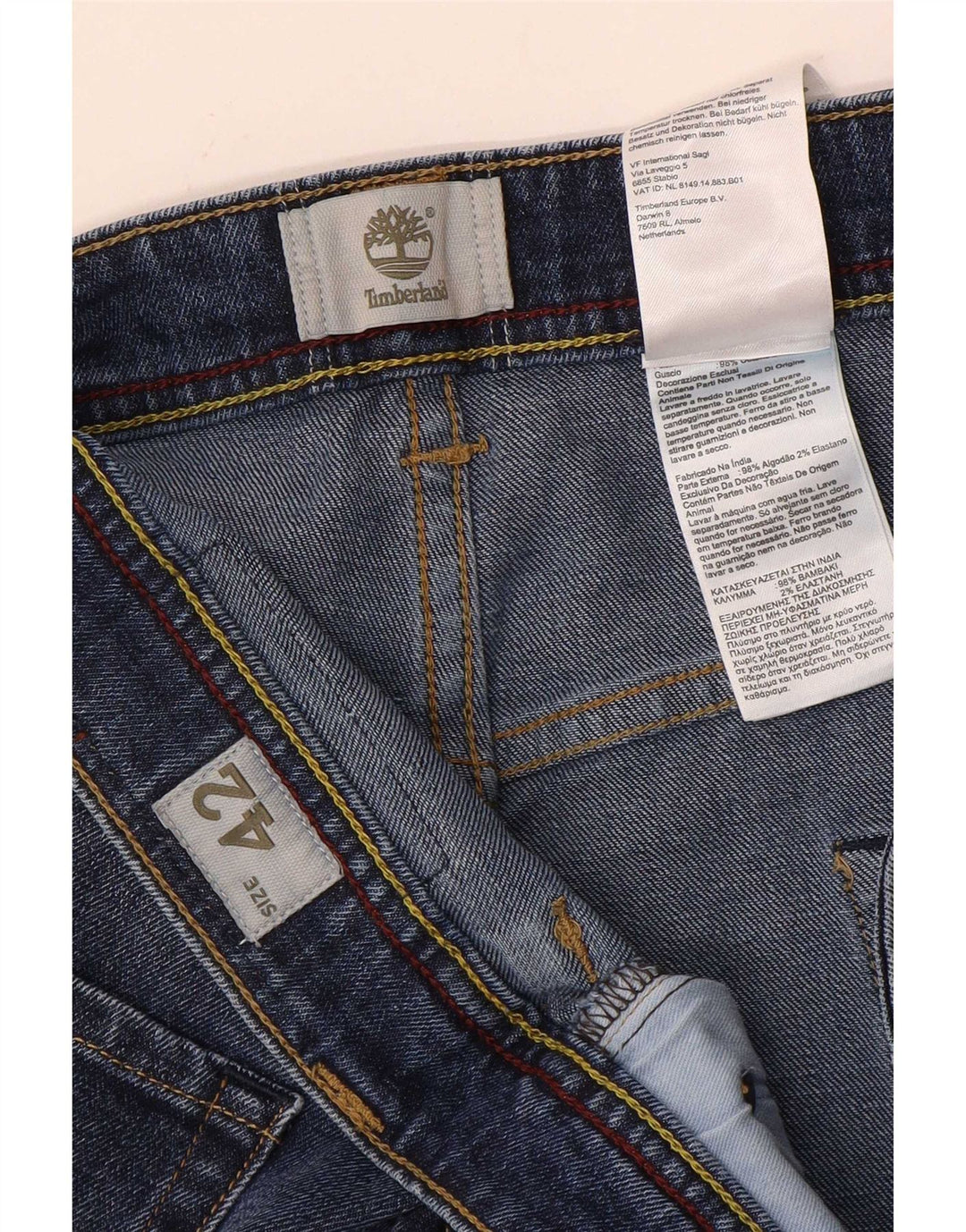 Timberland Herren Straight Jeans W42 L32 Blaue Baumwolle