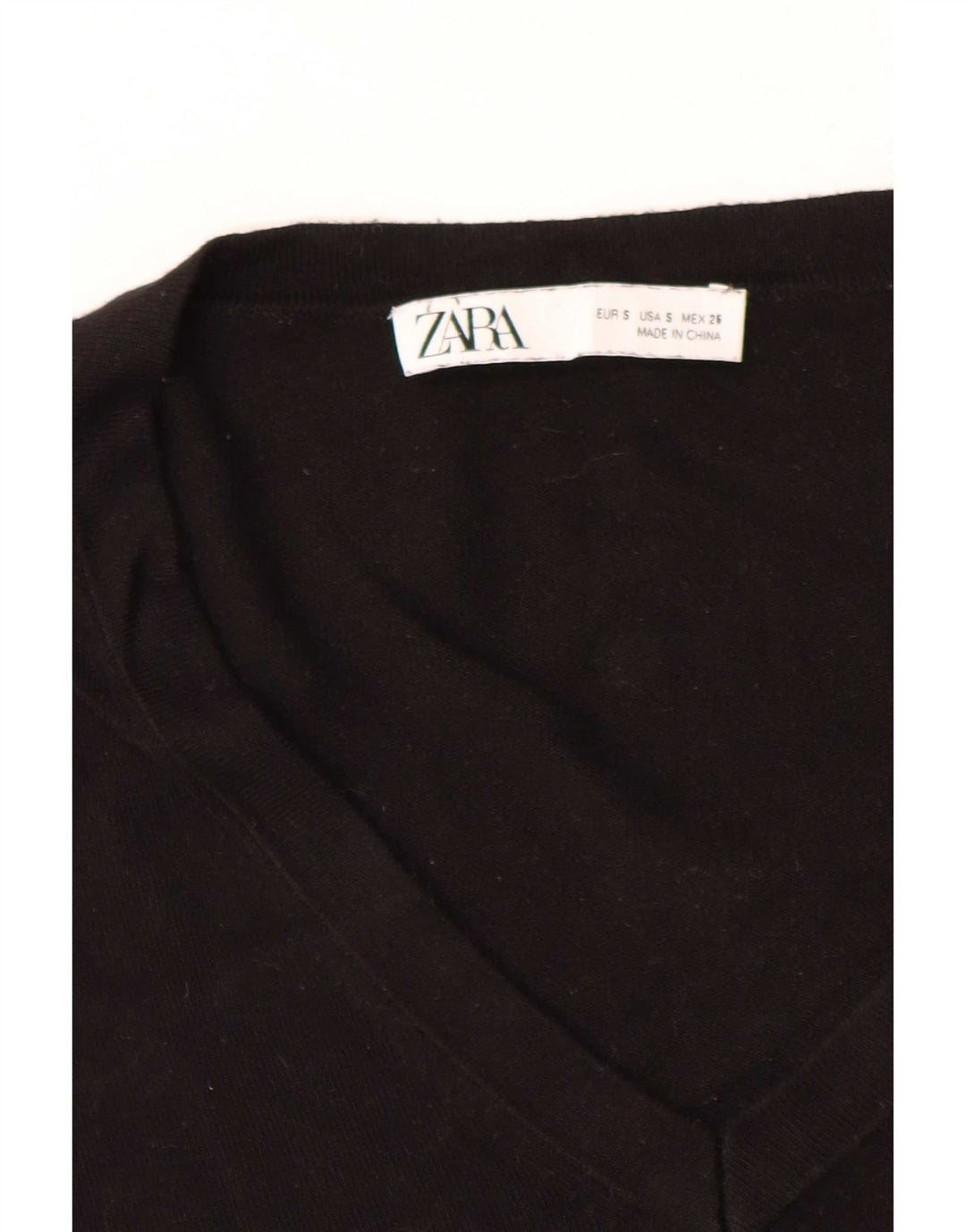 Zara Damen Crop V-Ausschnitt Pullover Pullover UK 10 Small Schwarz