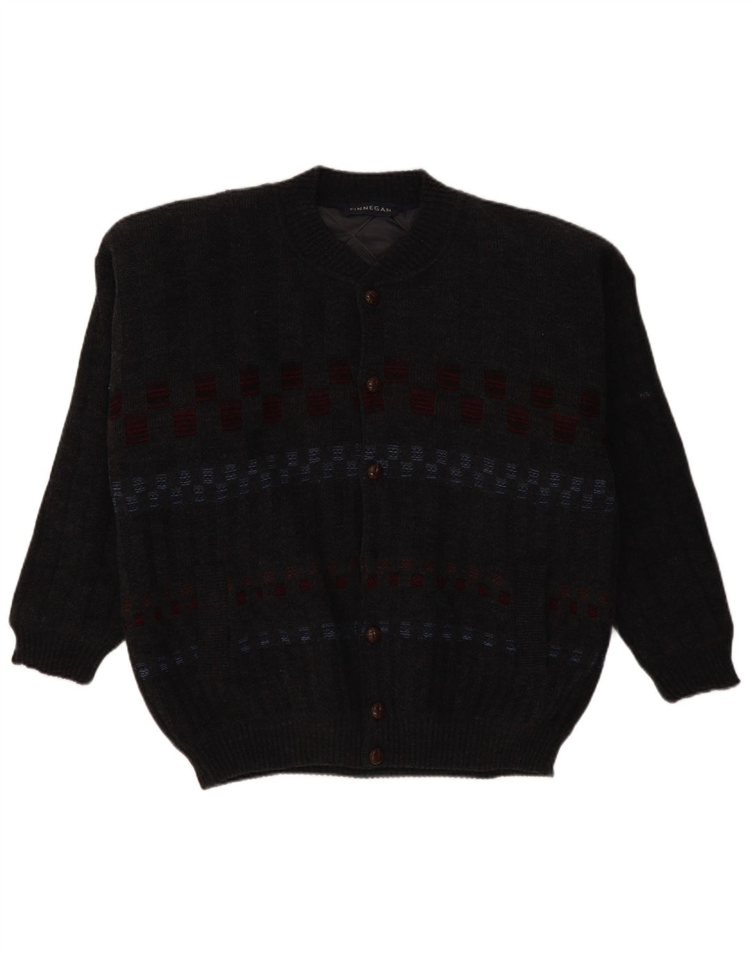 FINNEGAN Herren-Strickjacke, groß, grau, geometrisch, Acryl