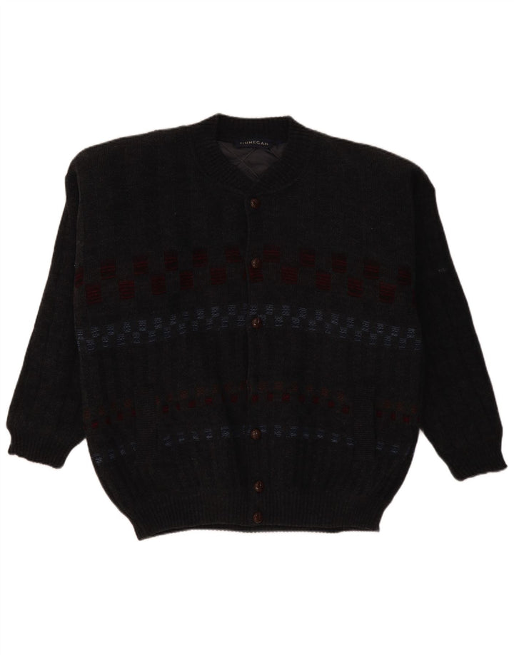 FINNEGAN Herren-Strickjacke, groß, grau, geometrisch, Acryl