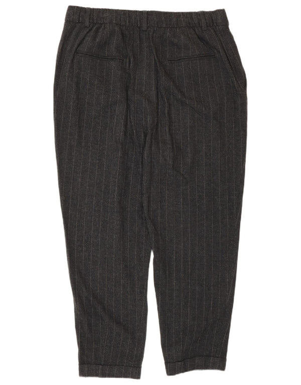Zara Damen Tapered Cropped-Hose, Größe L, W30, L24, Grau gestreift