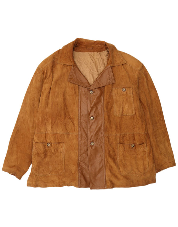 Vintage Herren Wildlederjacke IT 54 XL Beige Leder