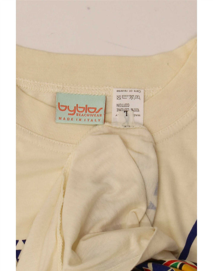 Byblos Herren-T-Shirt mit Grafik, Größe L, Beige, Baumwolle