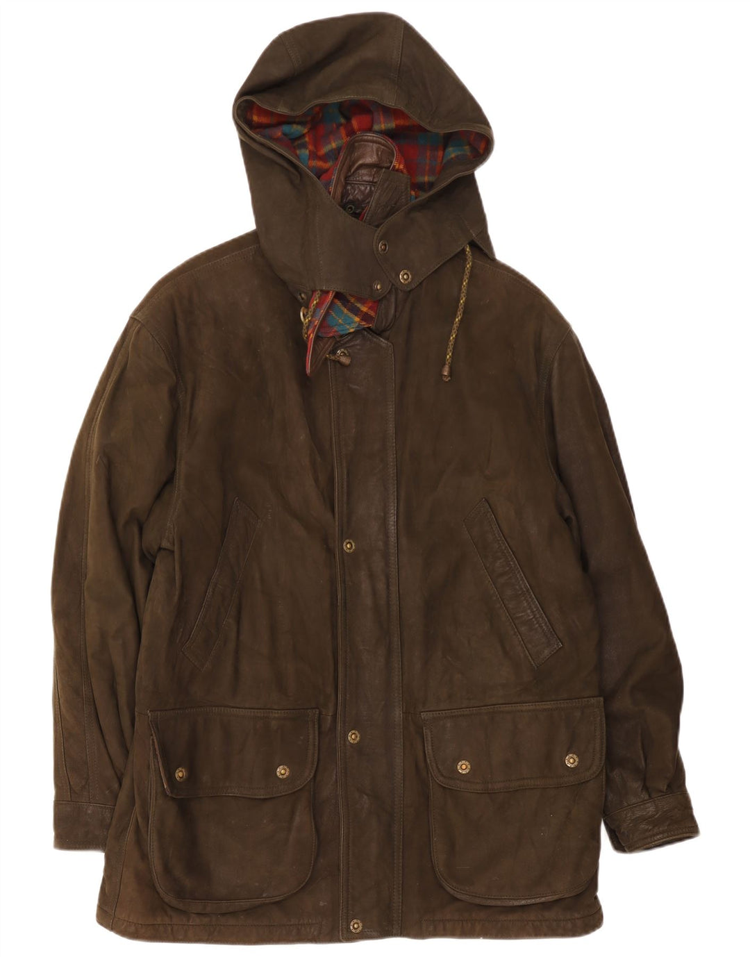 Conrad Herren-Windjacke aus Leder mit Kapuze, IT 52 XL, Khaki