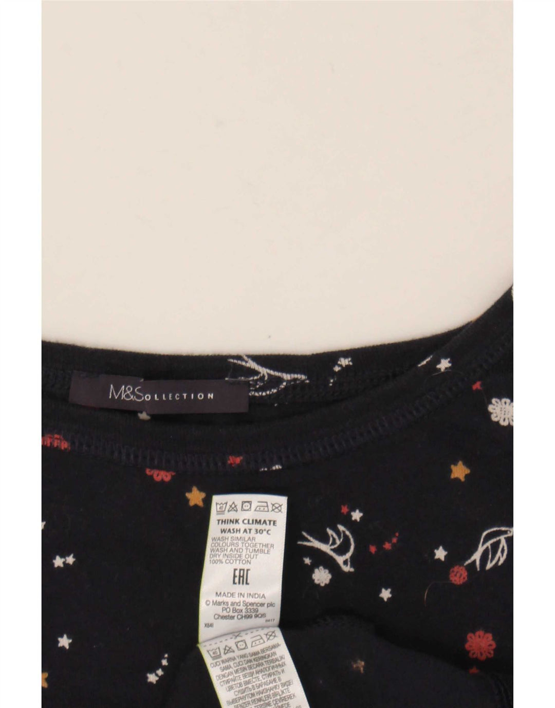 Marks & Spencer Damen-Top mit abstraktem Muster, 3/4-Ärmel, UK 20 2XL, Marineblau