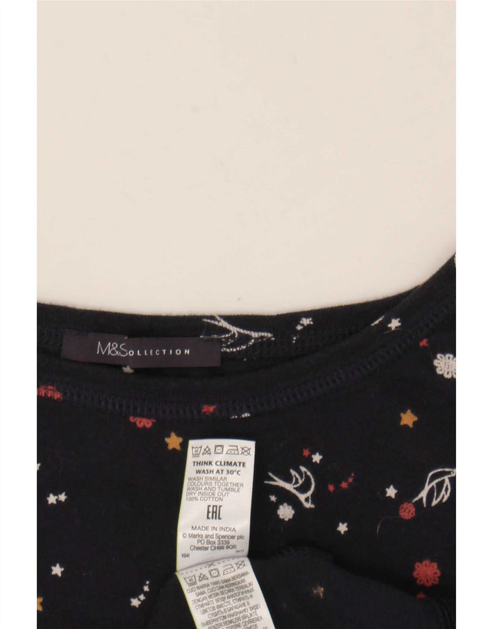 Marks & Spencer Damen-Top mit abstraktem Muster, 3/4-Ärmel, UK 20 2XL, Marineblau