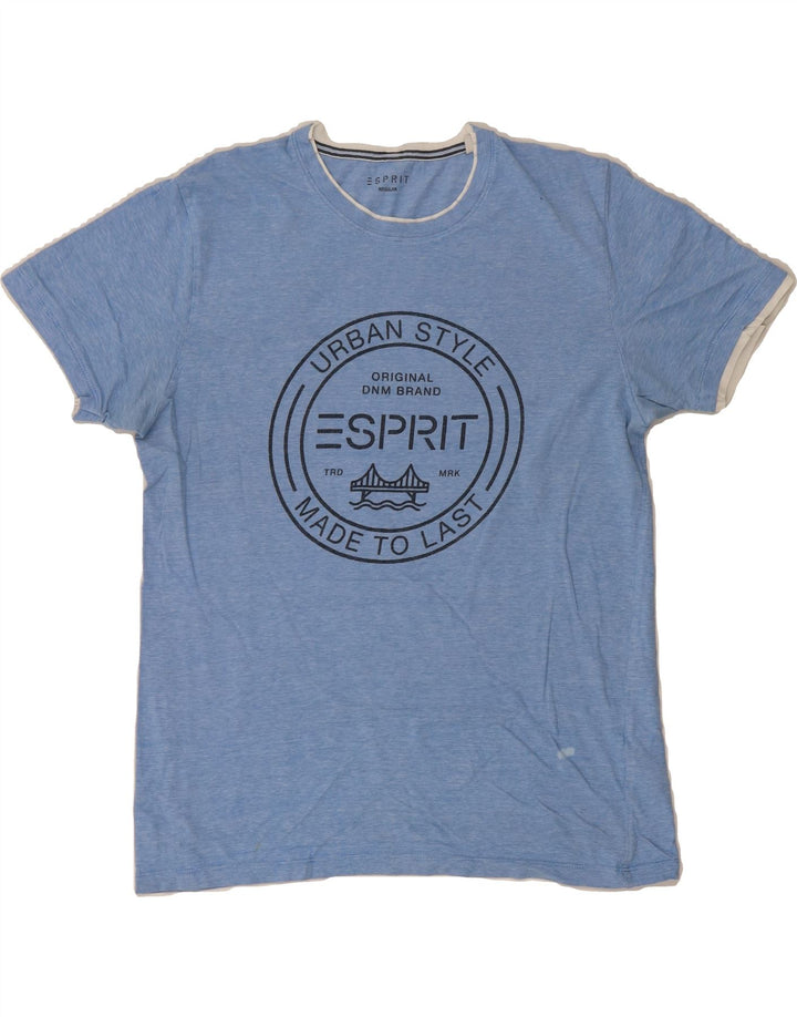 ESPRIT Mens Regular Graphic T-Shirt Top Medium Blue Cotton Vintage Esprit and Second-Hand Esprit from Messina Hembry 