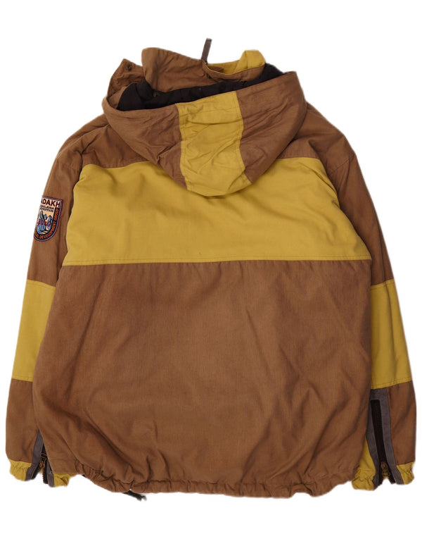 Ladakh Herren-Anorak-Skijacke mit Kapuze IT 54 2XL Braunes Colourblock-Nylon