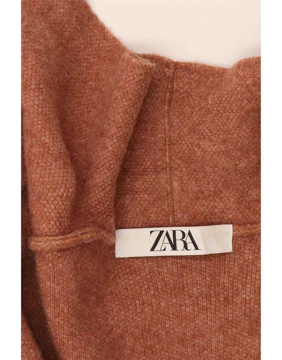 Zara Damen Longline Open Cardigan Pullover UK 14 Mittelbeige Wolle
