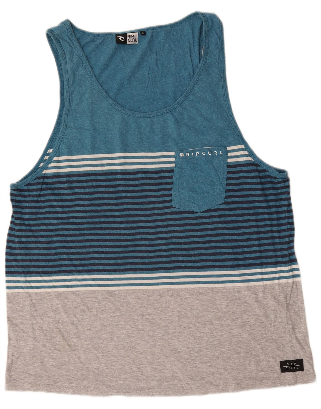 Rip Curl Damen-Weste-Top, UK 16, groß, blau gestreift, Baumwolle