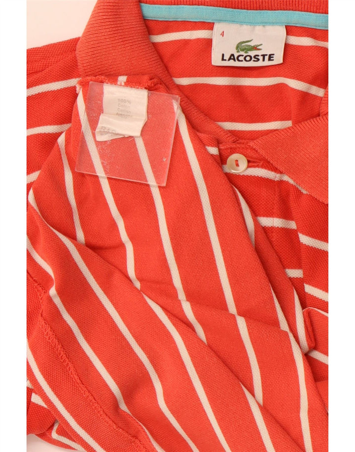 LACOSTE Herren-Poloshirt, Größe 4, mittelorange gestreift, Baumwolle