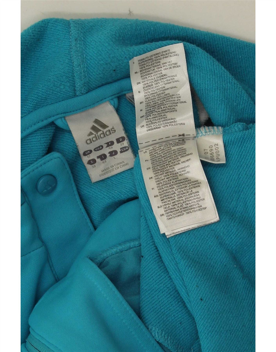 Adidas Damen Zip Hoodie Pullover UK 12 Mittelblaues Colourblock-Polyester