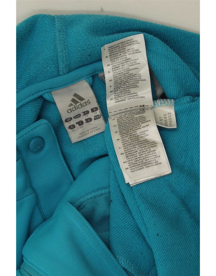Adidas Damen Zip Hoodie Pullover UK 12 Mittelblaues Colourblock-Polyester