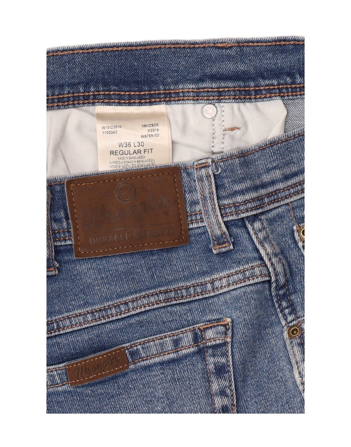 WRANGLER Herren Straight Jeans W36 L30 Blaue Baumwolle