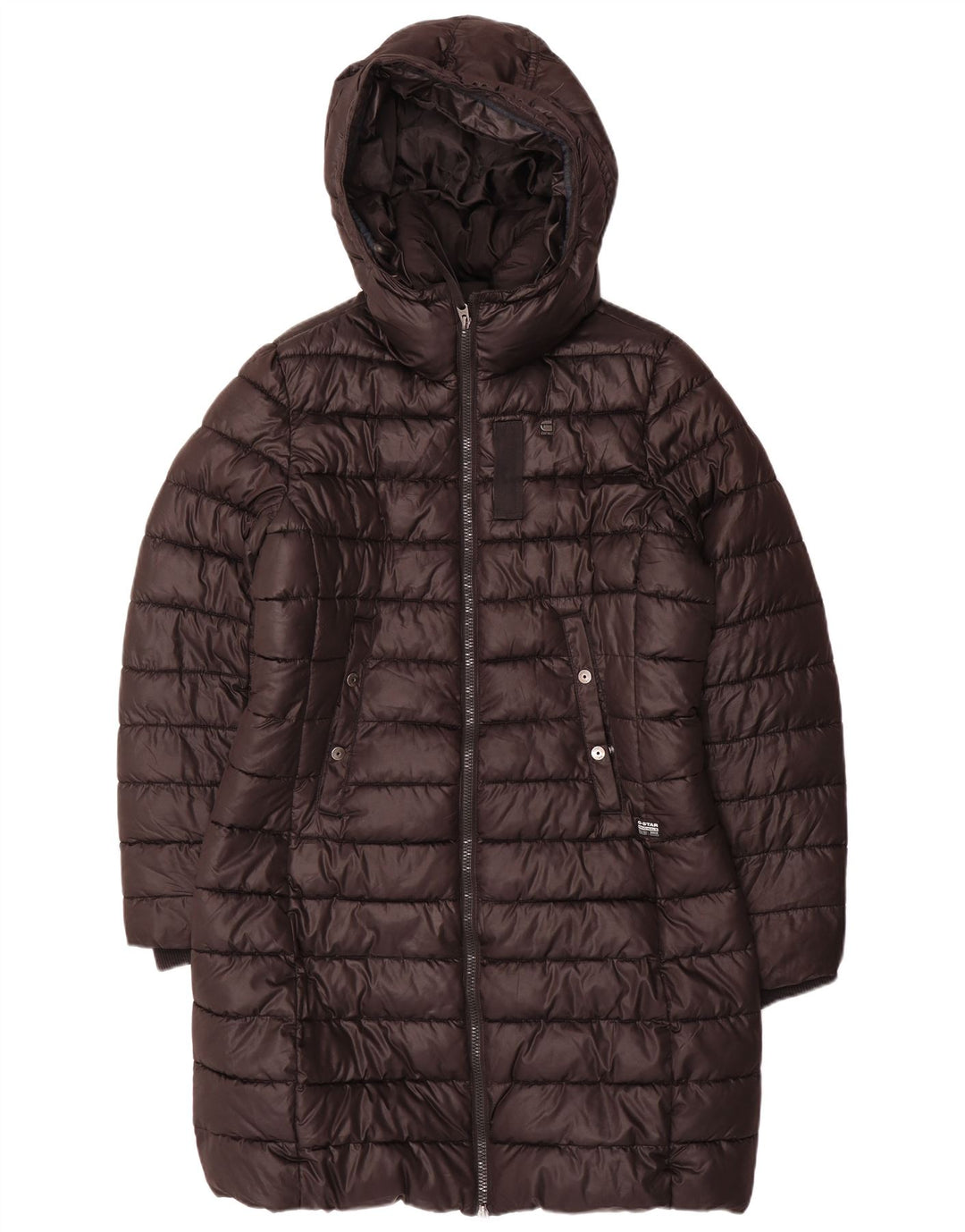G-STAR Wattierter Damenmantel mit Kapuze, UK 16, Größe L, Schwarz, Polyester