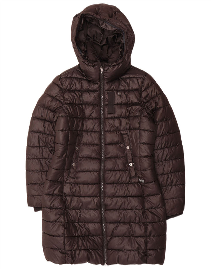 G-STAR Wattierter Damenmantel mit Kapuze, UK 16, Größe L, Schwarz, Polyester