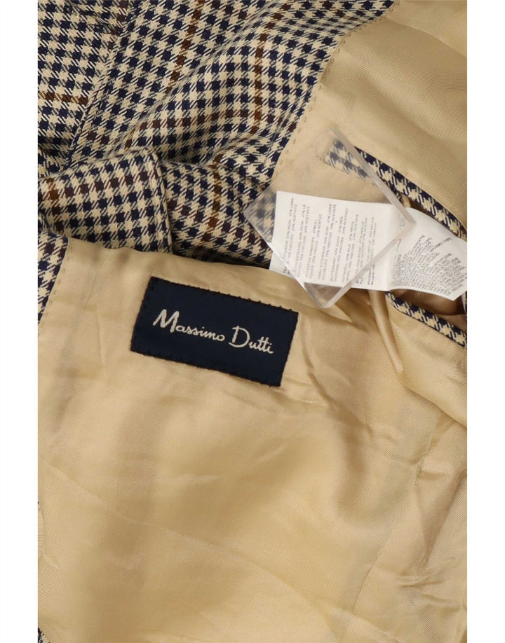 Massimo Dutti Herren-Blazer mit 3 Knöpfen, Gr. 40, Beige, Hahnentrittmuster