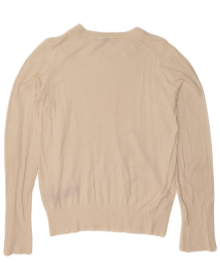 Zara Damen-Pullover mit U-Boot-Ausschnitt, UK 12, mittelweiße Viskose