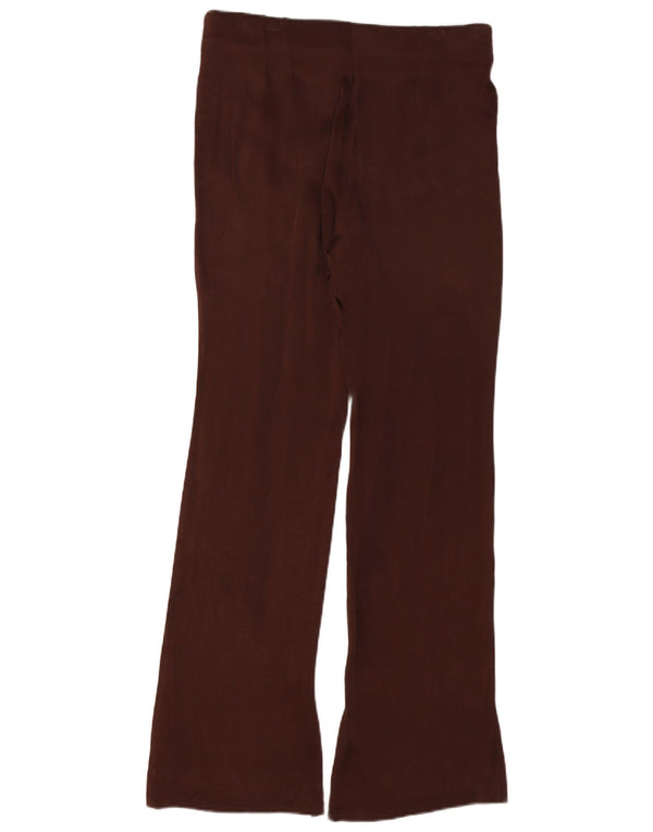 Zara Damen Bootcut-Freizeithose mit hoher Taille, Größe L, W30, L32, braune Viskose