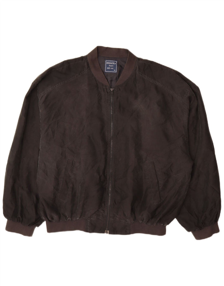 Pensacola Herren Bomberjacke UK 42 XL Schwarze Seide