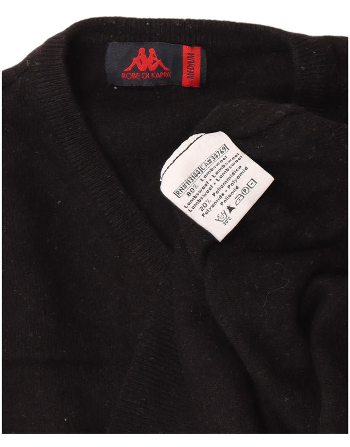 Kappa Damen-Pullover mit V-Ausschnitt, UK 14, mittelschwarze Lammwolle