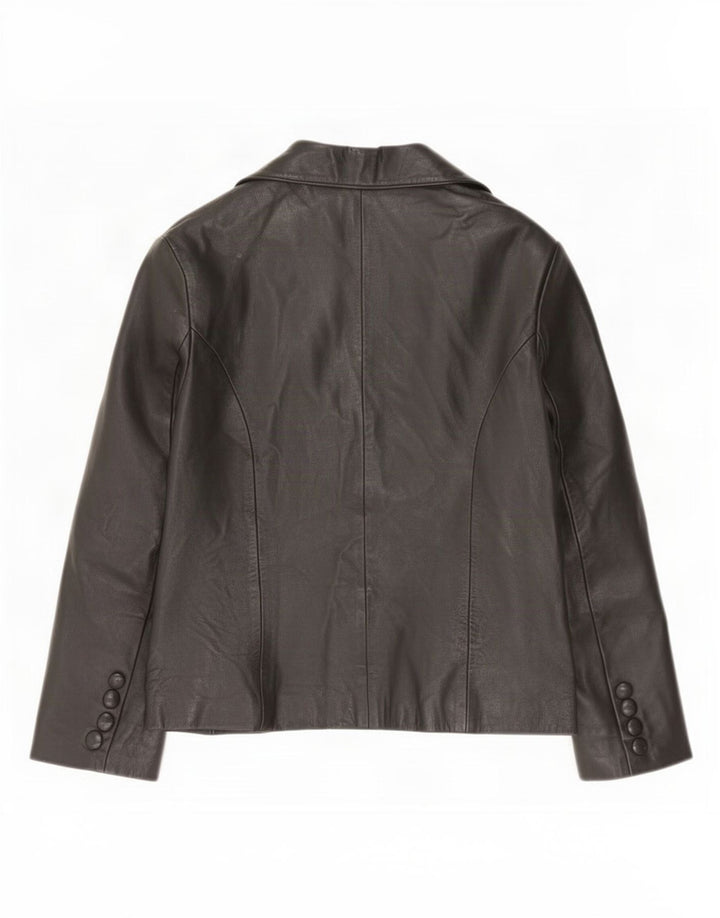 Apart Damen 1-Knopf-Lederblazer IT 44 Mittelschwarz