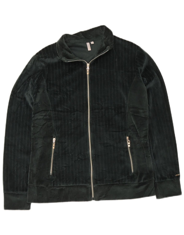 F.LLI Campagnolo Damen Velours-Trainingsanzug-Oberteiljacke UK 18 XL Grün