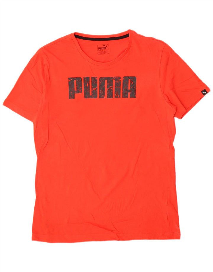 Puma Herren Grafik-T-Shirt-Oberteil aus mittelroter Baumwolle