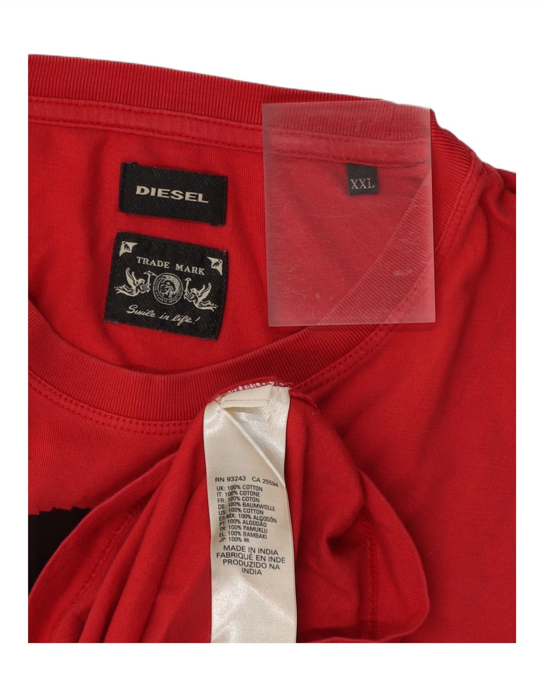 DIESEL Herren Grafik T-Shirt Top 2XL Rote Baumwolle