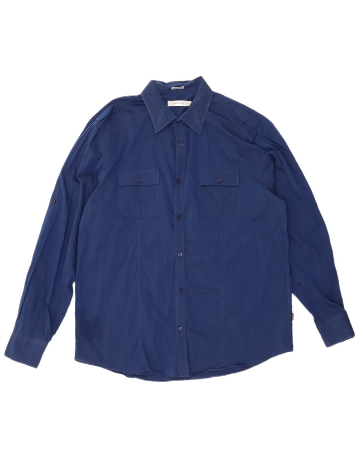 CALVIN KLEIN Herrenhemd Große blaue Baumwolle