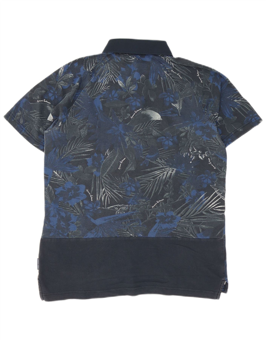 Armani Exchange Herren-Poloshirt aus mittelblauer Baumwolle mit Blumenmuster