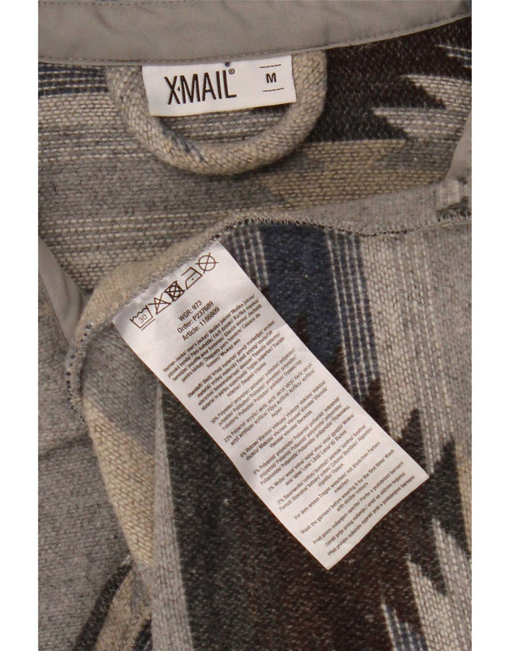 X-Mail Herren Overshirt Flanellhemd Mittelgraues geometrisches Polyester